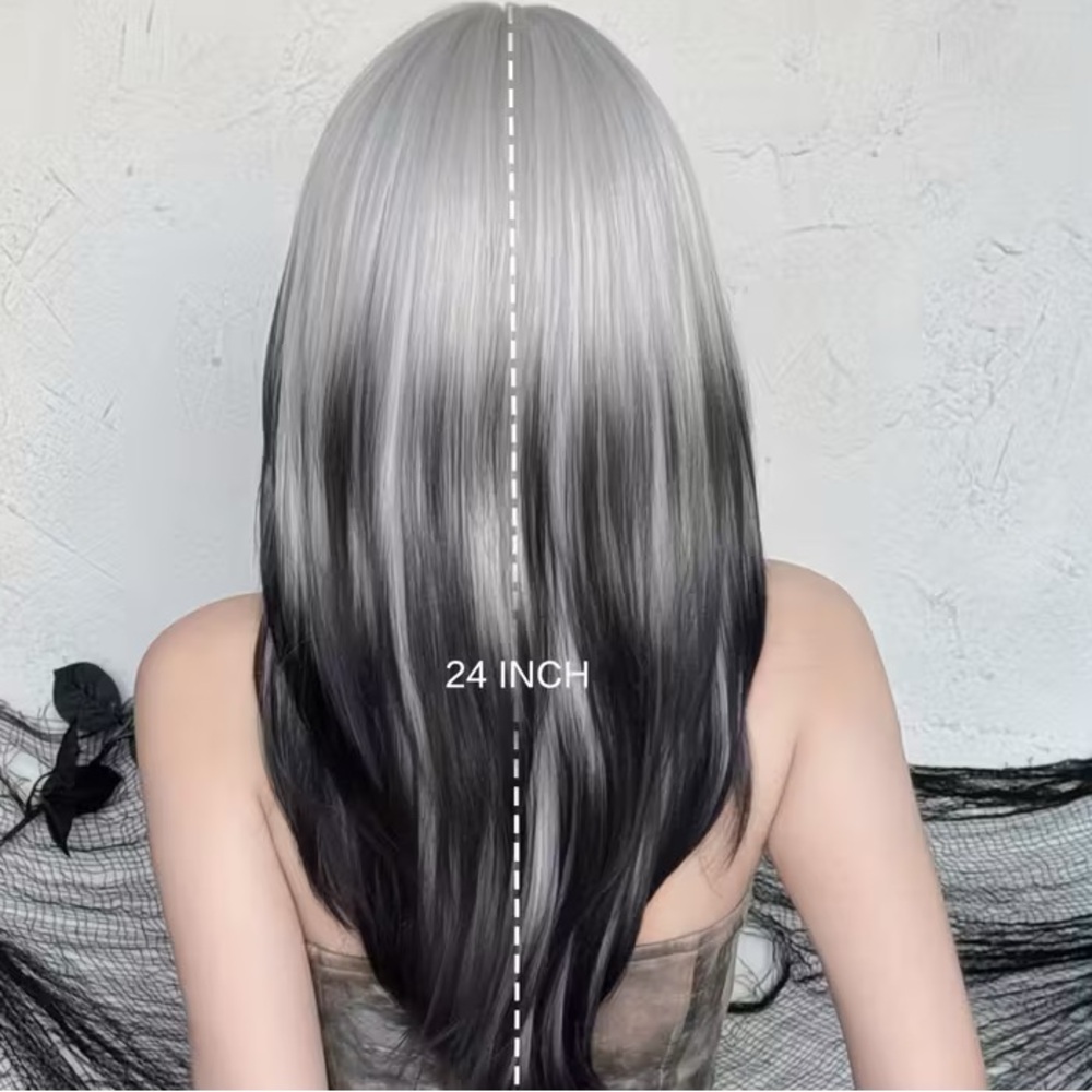 🆕Stylish Ombre Black & White Wig - Picture 3 of 10